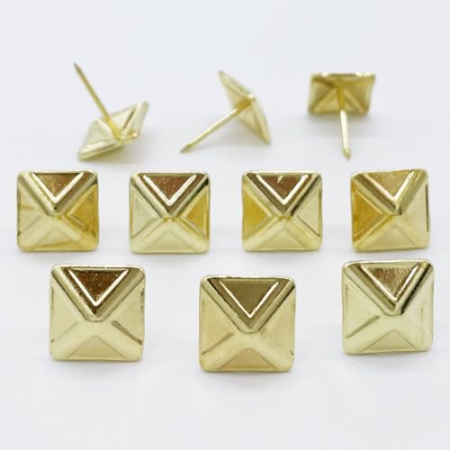 200PCS D14mm Square Upholstery Tacks Brown,Furniture Thumb Tacks Golden Gloden Square Tack