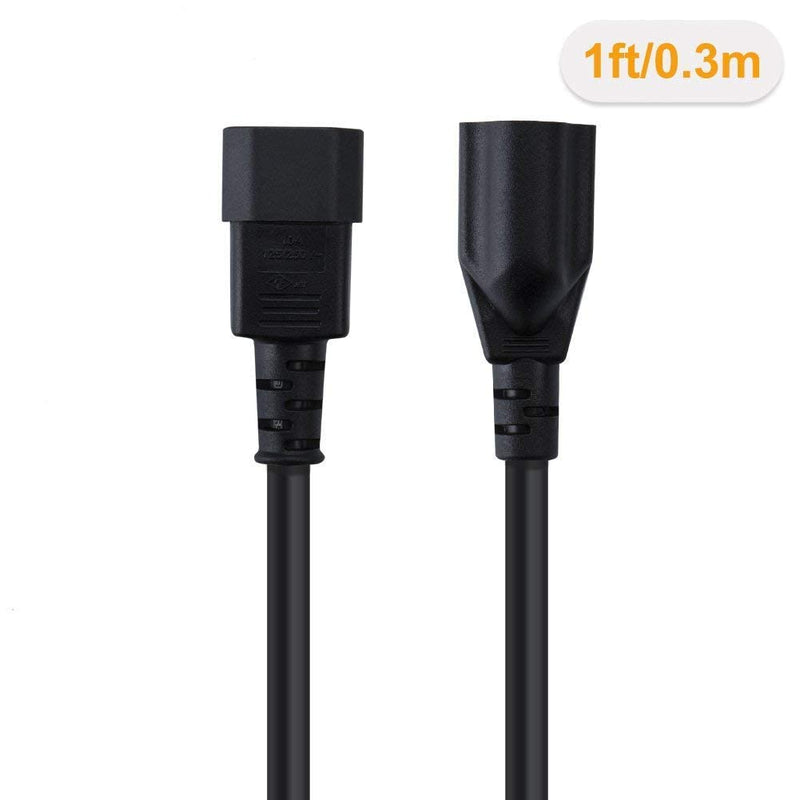 CableCreation [10-Pack] 1 Foot 18AWG Standard Computer Power Adapter Cord NEMA 5-15R Receptacle to IEC320 C14, 0.3M/Black 1ft [10 Pack]