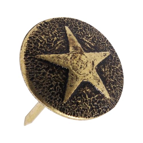 100pcs Upholstery Tacks, Decorative Nails Thumb Tacks Round Metal Upholstery Nails for Wood Upholstery Pins Retro Furniture Tacks (16x20mm, Star Bronze) Φ16x20mm