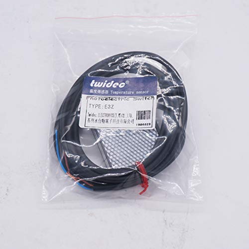 Twidec/ 0-2M Adjustable Indoor Wall Mounted Photoelectric Beam Sensor NPN (NO Or NC Switchable) photoelectric Sensor Switch Proximity Switch 2m line Cable Induction with Reflector Panel E3Z-R61-Z-G