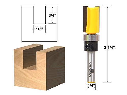YONICO Router Bits Pattern Bit Flush Trim Set 4 Bit 1/2-Inch Diameter 1/4-Inch Shank 14422q 4 Bit Set - 1/2" Width - 1/4" Shank