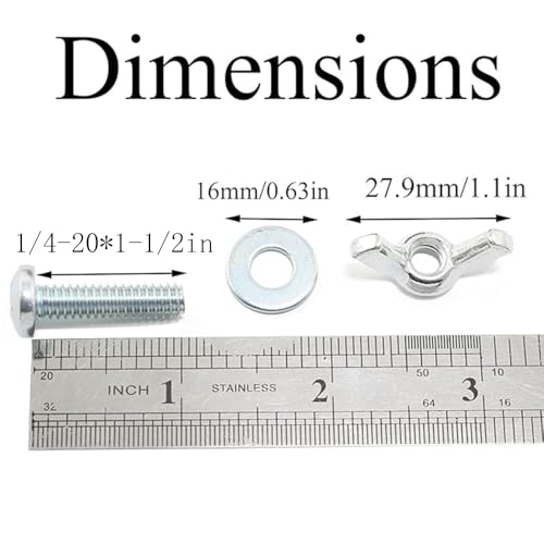 8PCS Cross Head Screws and Bolts Imperial Wing Nuts 1/4-20in 8 Pcs Iron Galvanized Screws 1/4-20x1-1/2in 8 Pcs Washers 1/4in Mounting Hardware Accessories