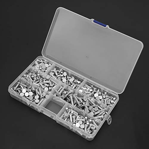 semi Tubular Rivets Flush Rivets 18×10×2 350pcs Flat Aluminum Rivets Assortment kit Length 4 6 8 10 12 16 20mm