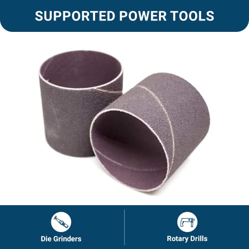 Benchmark Abrasives 2" x 2" Aluminum Oxide Sanding Bands, Spiral Bands Rotary Sander Attachment for Drill & Die Grinder, Metal Polishing, Sanders for Woodworking - Sander Tool (10 Pack), 36 Grit