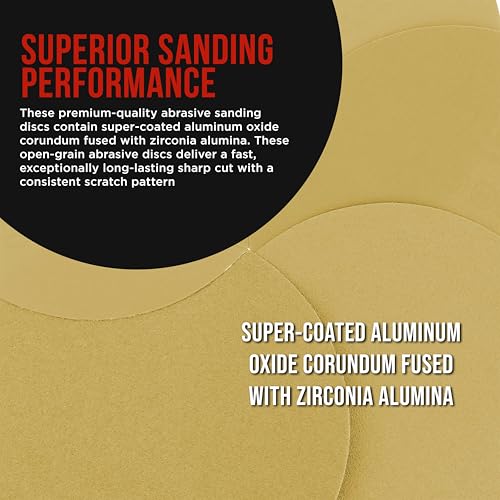 ProductionShop Premium 600 Grit 6" PSA Gold Sanding Discs, Box of 100 - Self Adhesive Stickyback Abrasive Sandpaper for DA & Random Orbital Sanders - Sand Auto Paint Metal, Wood Woodworking Furniture