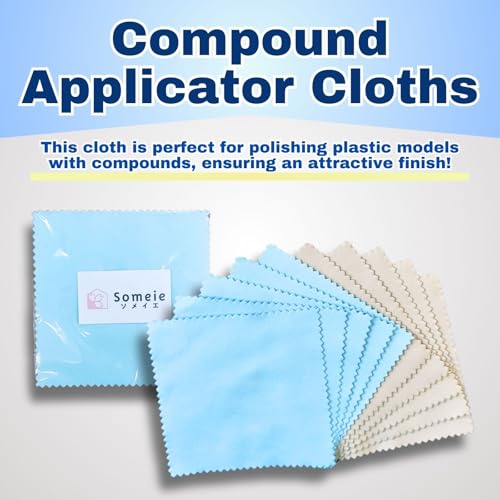 Tamiya Polishing Paste Fine Compound 87069＆Finishing Compound 87070＆Compound Applicator Cloths in Two Colors, 5 Sheets Each, Total 10 Sheets Set