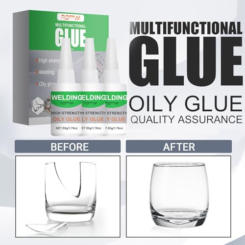 Oily Glue Welding High-Strength 150ml, Universal Super Glue Multipurpose for Shoe, Wood, Metal, Plastic, Ceramic,Glass (50ml*3) 3
