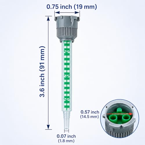 50 Pack 3.6 Inch Static Mixer Nozzles for 50ml AB Glue Cartridges, 16-Element Epoxy Mixing Tips Compatible with 3M DP100, Panel Adhesive, J-B Weld & Loctite Resin Adhesive 3.6" (50Pcs)