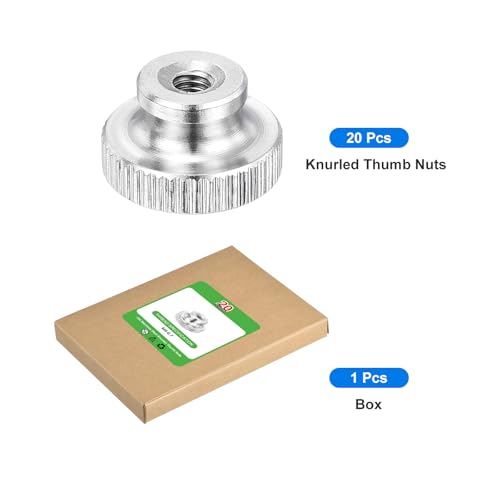 uxcell M4-0.7 Knurled Thumb Nuts, 20Pcs 304 Stainless Steel High Head Female Threaded Round Grip Knob Locking Nuts Fasteners Nuts, Silver 20