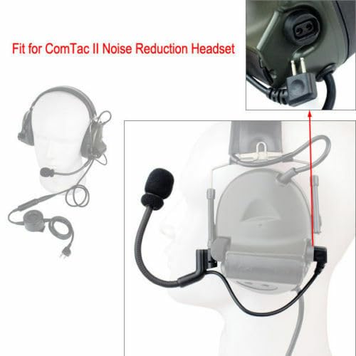 Fumei 2 Pin Boom Mic Electret Condenser Hanger Rod Microphone | Compatible with Peltor Comtac, Noise Reduction Headset