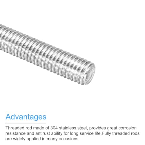 MECCANIXITY 30Pack Fully Threaded Rod M8 x 45mm 1.25mm Thread Pitch 304 Stainless Steel Right Hand Threaded Rods Bar Studs M8 x 45 x 1.25mm 30