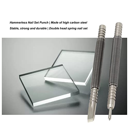 2 Pcs Punch and Chisel Set, Hammerless Cold Chisel and Hinge Pin Punch Set Spring Nail Set Spring Tools Force Door Pin Removal Tool