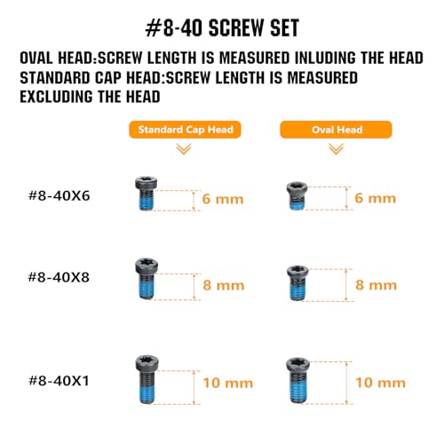 ohhunt Screw Set 30 Pcs for Mount and Plates Include #8-40 Screw in 6mm/8mm/10mm Length 5 in Each Set T15 Torx Two Head Types