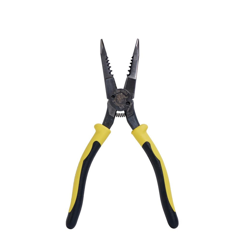 Klein Tools J206-8C Long Nose All-Purpose Spring Loaded Pliers, Made in USA, Forged Steel with Dual Material Journeyman Handles