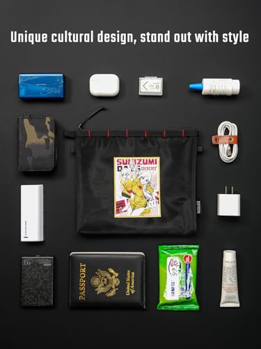 TACTICAL GEEK Storage A12 Sunizumi Shoten Collaborative EDC Organizer Pouch: Manga-Style Semi-Transparent Mesh Bag for Digital Tool Organization Black
