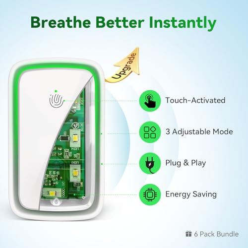 Air Purifiers Plug In 6 Pack, Negative Ion Air Ionizers with 3 Adjustable White-6PCS