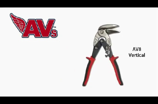 Malco AV6 Offset Aviation Snips (Left Cut - Red Grip) – Power-Fit Ergonomic Grips, 18 Ga Capacity, Compound Action Sheet Metal Shears, Non-Slip Grip, Forged Steel Blades