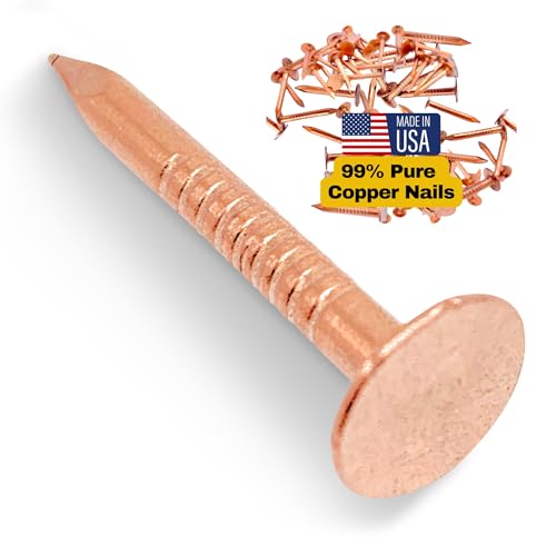 1 Inch Copper Nails Roofing Finish 100 Nails - Solid Pure Copper Slate Spikes Flashing Furniture Boat - Package Includes 100 pieces of The Highest Quality Nails by Dubbs Hardware 1in - 100pcs