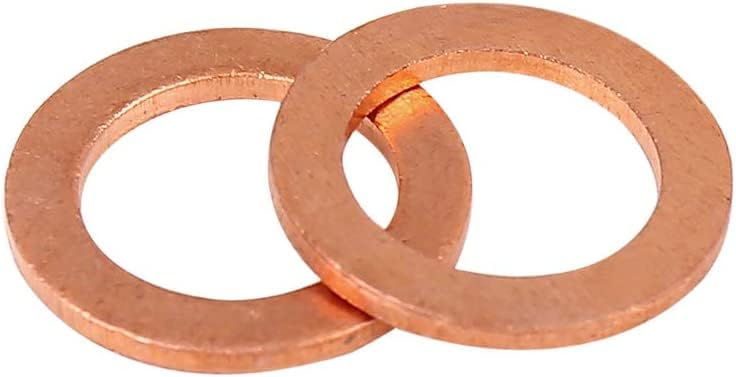 20Pieces M12 Copper Washers Flat Ring Sump Plug Oil Seal Gasket Sealing Fitting Washers (M12*18 * 1.5)
