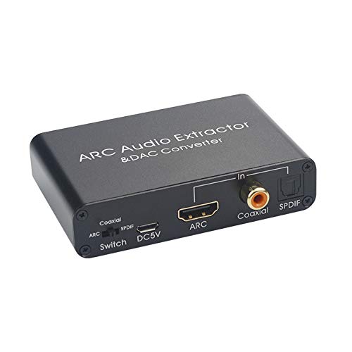 HDMI ARC Audio Extractor Pro, 192KHz DAC Converter, HDMI ARC to Optical Coaxial and Analog L/R RCA 3.5mm, Digital Optical SPDIF Coaxial to Analog Audio Converter for TV Sound System (H103-ARC Pro) H103-ARC Pro