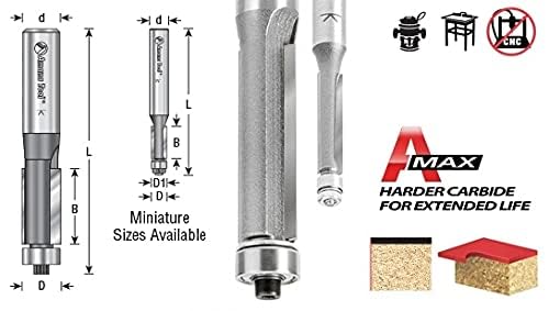 Amana Tool - MR0105 Carbide Tipped Miniature Flush Trim 3/16 Dia x 7/16 x 1/8" Shank w