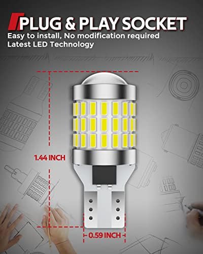 Torchbeam 912 921 LED Bulb Reverse Lights, T15 led Backup light Bulbs 1800 Lumens 6000K Xenon White Super Bright T15 906 904 W16W 921 LED Reverse Light Bulb, Pack of 2 TU1 Series 921/912