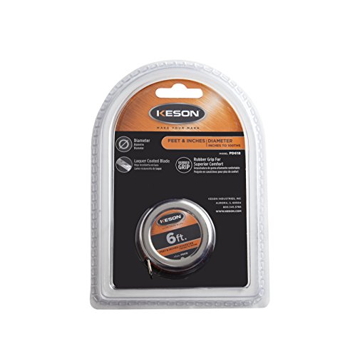 Keson PD618 Diameter Measuring Tape with Steel Blade and Case, 1/4-Inch by 6-Foot
