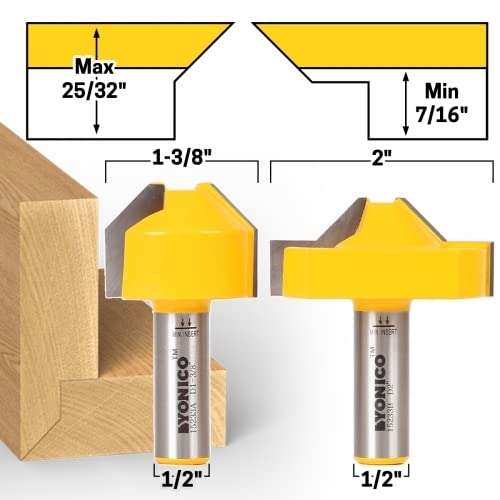 YONICO Joinery Router Bit Set 2 Bit Rabbet Miter 1/2-Inch Shank 15233 2 Bit Rabbeted Miter - 1/2" Shank