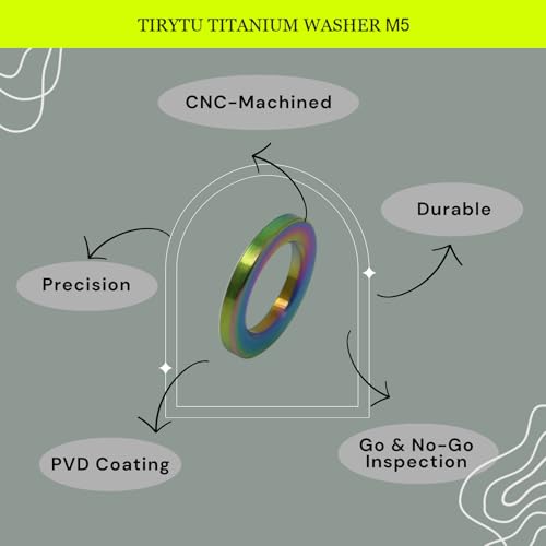 Titanium Flat Washers M5, Colorful, 20-Pack Multicolored