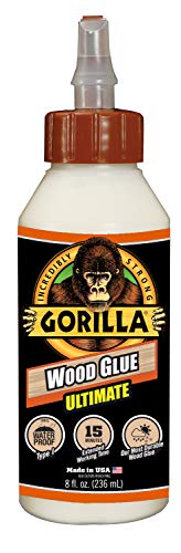 Gorilla Ultimate Waterproof Wood Glue, 8 Ounce, Natural Wood Color, (Pack of 2)