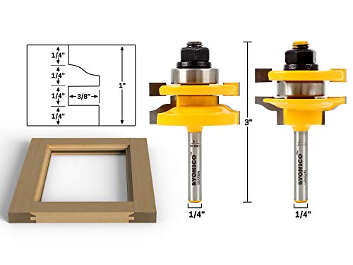 YONICO Router Bits Set Rail and Stile 2 Bit Ogee 1/4-Inch Shank 12243q