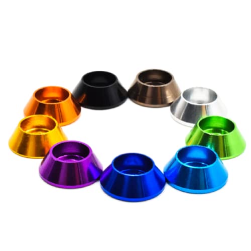 50pcs M4 Cone Cup Washers Anodized Aluminum Alloy Screw Gasket Countersunk Washers (Purple) Purple
