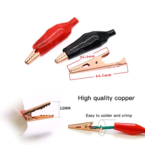 Copper Alligator Electric Clips Soft Insulated Cover Electrical Test Gator Clip Assortment Crocodile Alligator Jumper Electric Test Clips lkelyonewy® (Black * 8 Red * 8) (Pack of 2) 45mm (Pack of 2)