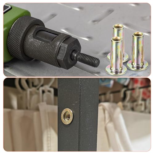 uxcell 50Pcs Multi-Grip Rivet Nut, M6 Flat Head Carbon Steel Pre-Bulbed Shank Threaded Insert Nut with Zinc Plated Finish M6-1.0x26.9mm 50