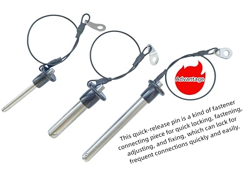 Q-Handle Locking pin, 304 Stainless Steel Grip Push-Button Locking Quick-Release pin with Safety Rope (Φ15/32in x 1-37/64in(2Pcs) Φ15/32in x 1-37/64in(2Pcs）