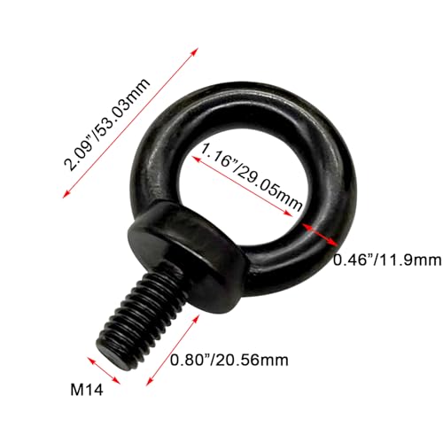 M14 Lifting Eye Bolts, Black Bolts 304 Stainless Steel (4 Pack) 4 M14