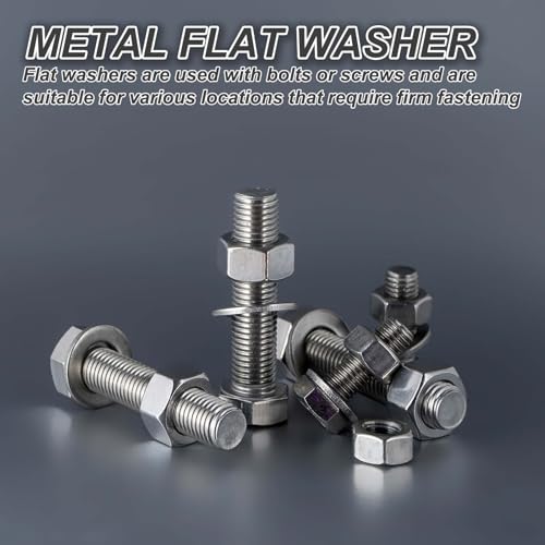 PATIKIL 3/8" ID x 5/6" OD 304 Stainless Steel Flat Washers, 50 Pcs Round Metal Washer Small Spacer for Screws Bolts Nuts Assortment