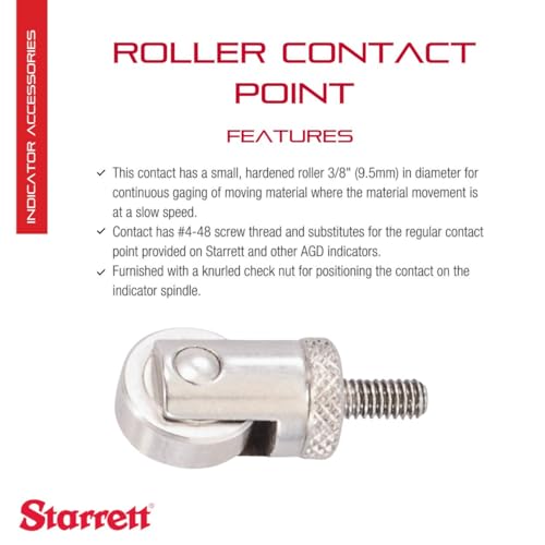 Starrett Small Hardened Roller Contact, No. 4-48 Screw Thread