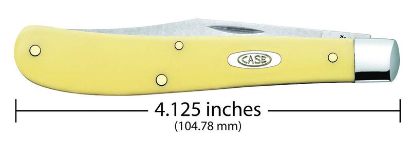 Case WR XX Pocket Knife Yellow Synthetic Slimline Trapper Cv Item #031 - (31048 Cv) - Length Closed: 4 1/8 Inches Yellow CV Chrome Vanadium