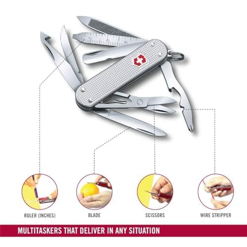 Victorinox Mini Champ Alox Swiss Army Knife,15 Functions, Silver | Orange Peeler | Cuticle Pusher | swiss army knife | small swiss army knife | medium pocket knife for men | everyday carry