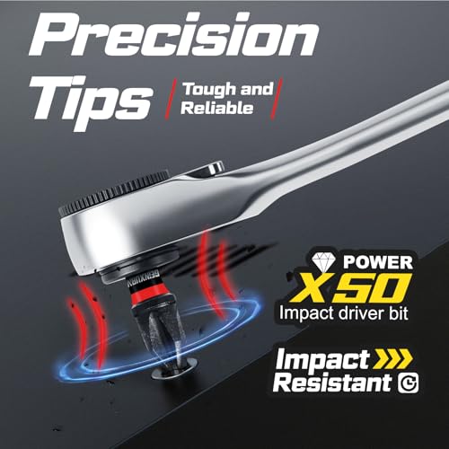 GEINXURN Mini Ratchet Wrench Set, 72 Teeth Ratchet Wrench For Tight Spaces, Locking Bit Holder, Change Adapter and Mini Socket Ratchet Comes in a Push-Pull Tin Case, Ideal for Repair and DIY projects 16