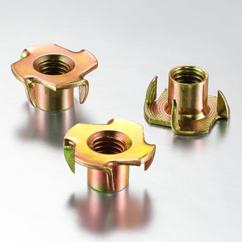Wensilon 50pcs M10x13 T-nut Yellow Four-jaw - for Home, Hotel Outdoor Threaded Insertion M10
