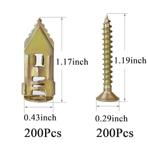 Self Drilling Drywall Anchors with Screws Kit, 400Pcs-0.43*1.17inch