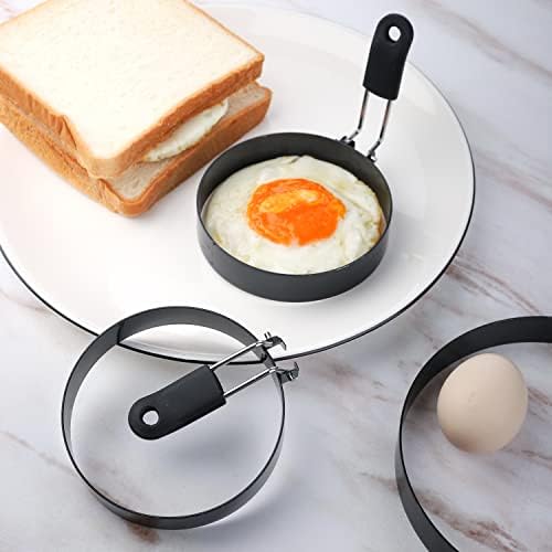 Egg Rings 4 Pcs Large 6" Pancake Molds And 4 Pcs 3.5" Fried Egg Molds Stainless Steel Nonstick Egg Ring for Frying Eggs And Muffins Round (Two Sizes)