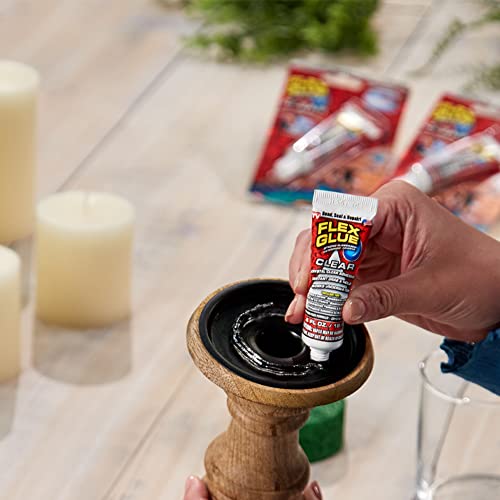 Flex Glue Rubberized Waterproof Adhesive, Clear, 0.6 oz Mini Tube, 3-Pack