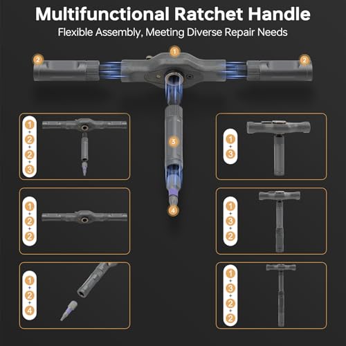 42 in 1 Magnetic Screwdriver Set with Ratchet Handle, Multi Bits Repair Tool Kit for Computer, Furniture, Bike, Watch & DIY, Compact & Portable with Storage Case 42 In 1