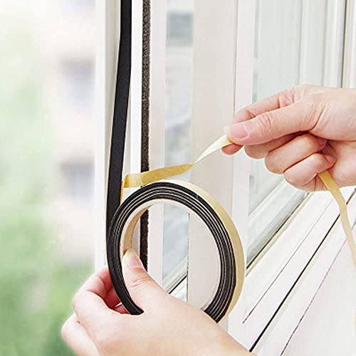 Kitchen Self Sealing Adhesive Tape Dust Waterproof Sealing Strip Caulk Trim Stripe Closed Cell Seal Mounting Tape for Bathroom Shower Tub Toilet Window Kitchen Sink Sealing (1PC) (Black) (Black) Black