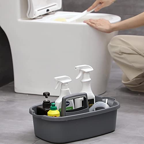 Large Cleaning Supplies Caddy Portable Shower Basket Supply Organizer with Handle Plastic Bucket Tool Storage for Bathroom, Bedroom, Kitchen, College Dorm, Garden, Dark Gray 2 Pack Large, 2pcs