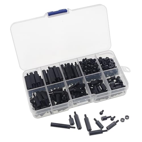320pcs M2.5 Nylon Hex Spacer Standoffs Screws Nuts Assortment Kit; Male-Female(Black) (Pack of 2) M2.5 (Pack of 2)