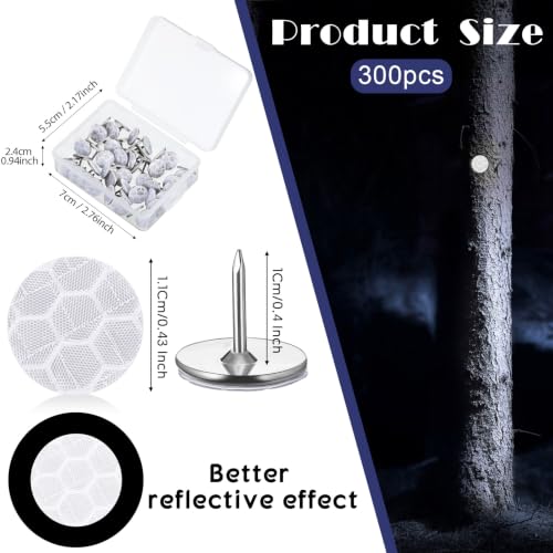 Fullhawl 300 Pcs Reflective Tacks Trail Marking Tacks, Sliver